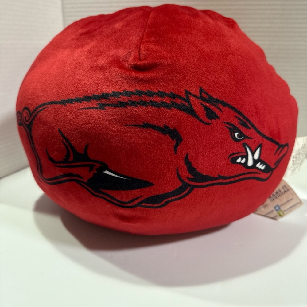 Northwest 11 inches -Red and Black Razorback Pillow.  Never played with.